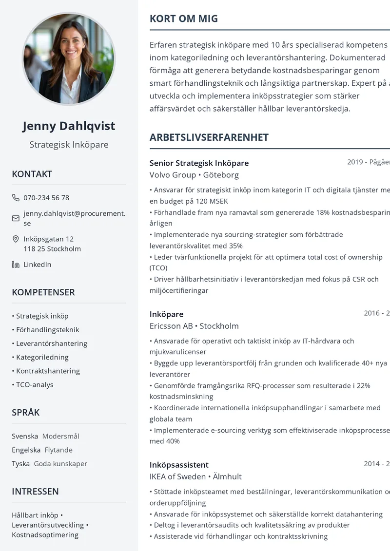 CV-mall Naturlig – harmonisk design i gröna toner