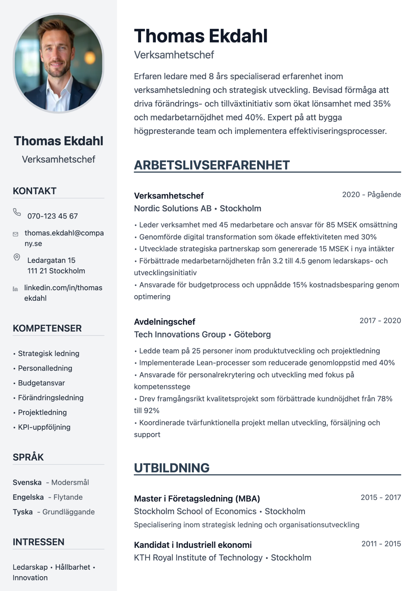 Exempel på cv-mall med tydlig struktur