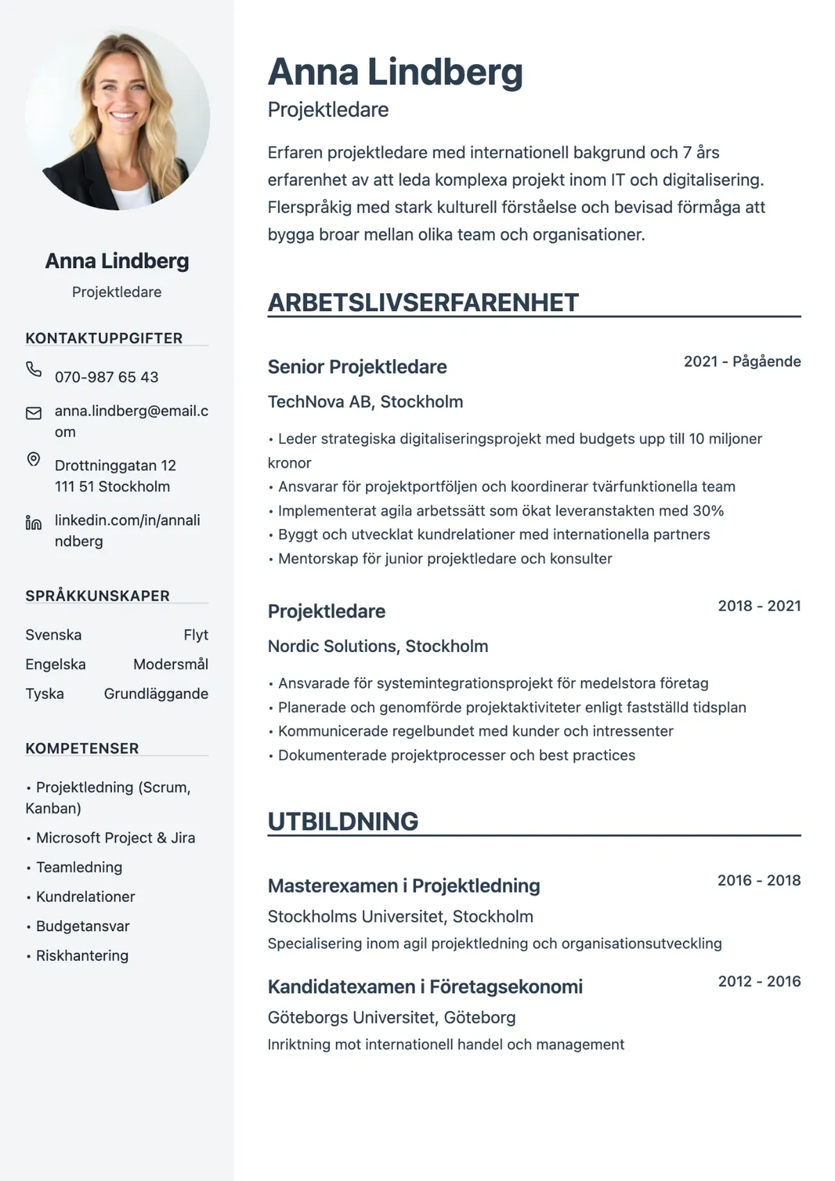 CV exempel på svenska